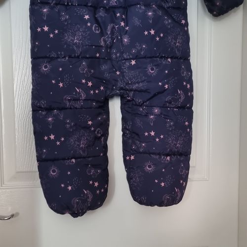 NEXT Girls Navy/Pink Unicorn Quilted Hooded Zip Snowsuit 2-3 Years — image 7