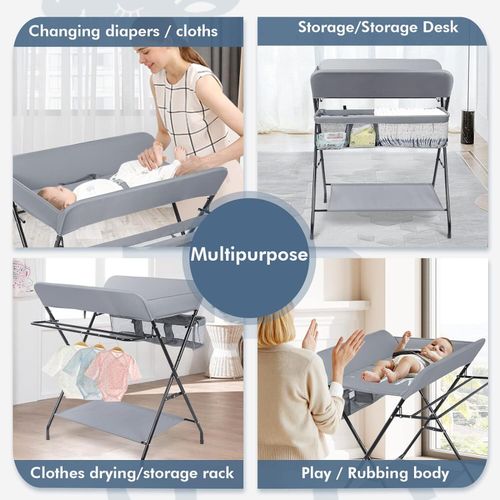 Folding Baby Changer Unit Changing Organizer Table Nappy Diaper With Storage — image 12
