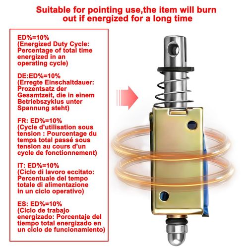 Heschen HS-0730B Push Pull Open Frame Solenoid DC 24V 5N 10mm Stroke — image 4