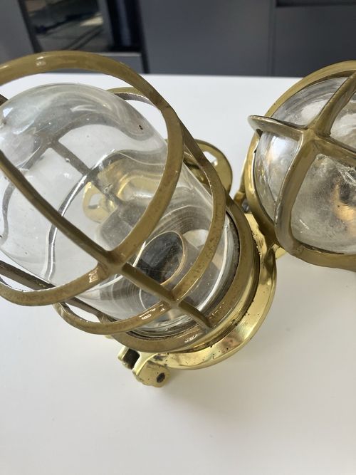 Pair Vintage Solid Brass Nautical Bulkhead Lights Marine Ship Wall Lamps 5.2kg — image 8