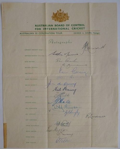 Autograph Sheet - Australian Cricket Team Tour (Multiple Tour Options)