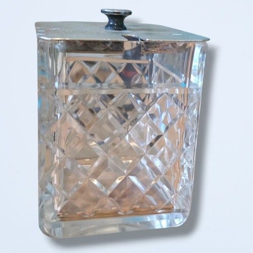 Vintage Cut Glass Mustard / Condiment Pot | Hallmarked Silver Lid 
