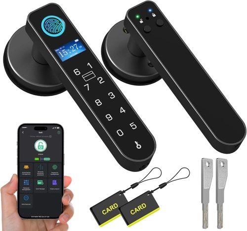 Smart Fingerprint Door Lock with Display Screen Keypad RFID Bluetooth Handle — image 1