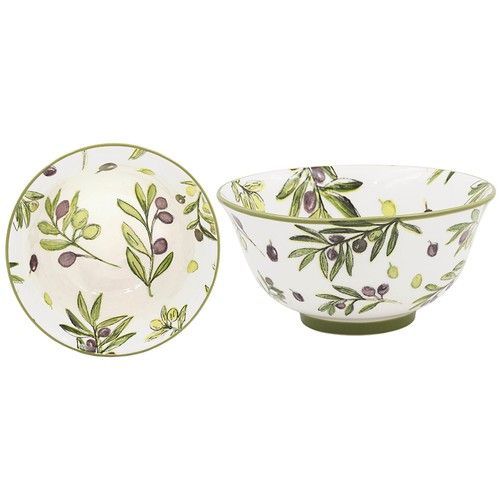 Olive Grove Bowl 12cm Ceramic Serving Bowl Mediterranean Olive Branch Design
