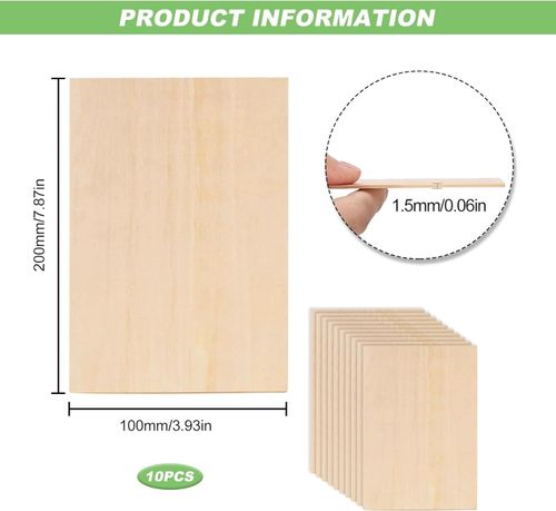 Basswood Sheets 200X100X1.5Mm Thin Plywood Sheets Craft Wood Boards 10 Pcs Unfin — image 2