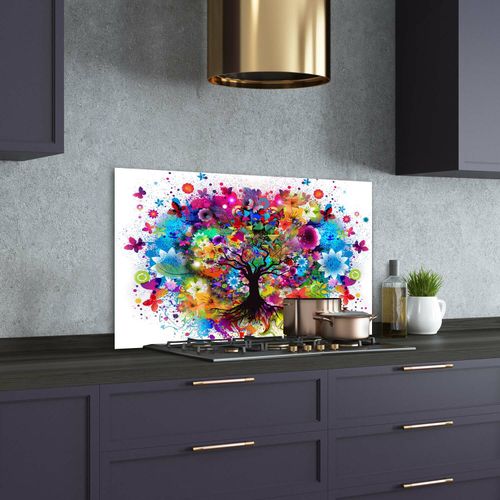 Tulup Kitchen Glass Splashback 100x70 Colorful tree — image 2