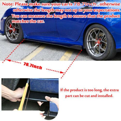 Universal Set 78.7" Side Skirts Extension Rocker Panel Splitter Gloss Black Look — image 4