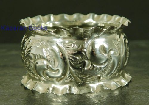 Antique Solid Silver Pie Crust Floral Embossed Napkin Ring 1912 Unpersonalised — image 12