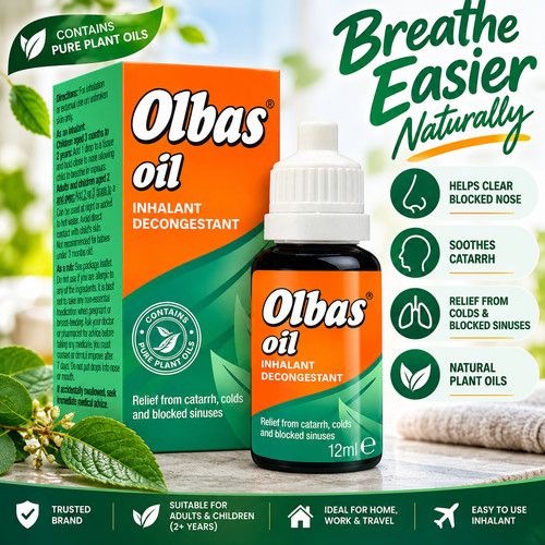 Olbas Oil 12ml Inhalant Decongestant Cold Catarrh Relief Blocked Nose Sinuses