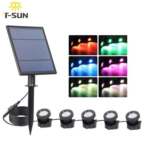 RGB Solar LED Submersible Spot Lights Lamp Garden IP68 Pool Pond Underwater UK
