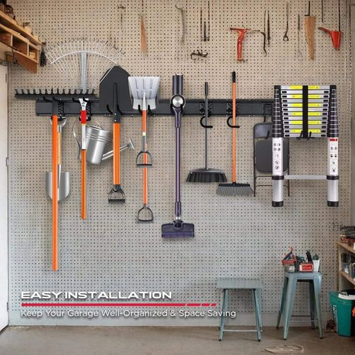 4x Garage Garden Tool Holder Storage Rack Shed Wall Mounted Organiser Long Hooks — image 4