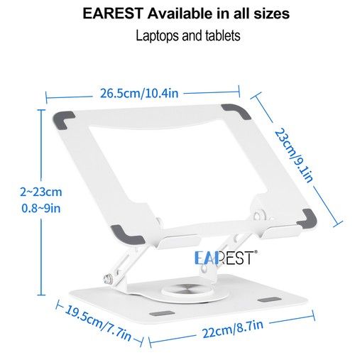 360° Large Portable Metal Laptop Stand Riser Tablet Adjustable Holder For Desk
