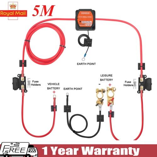 Starter Battery Charger to Leisure Battery Split Charge Relay Kit for Van Camper