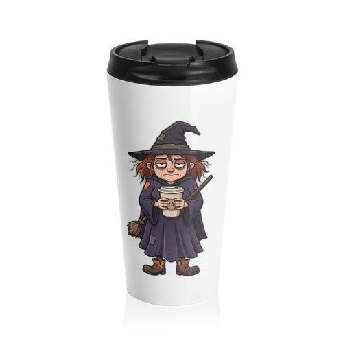 Witch Fuel Travel Mug — Exhausted Witch Coffee Halloween Travel Mug