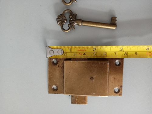 Flush Mount Lock With Keys Antique Brass cupboard chest trunk desk cabinet Door — image 7