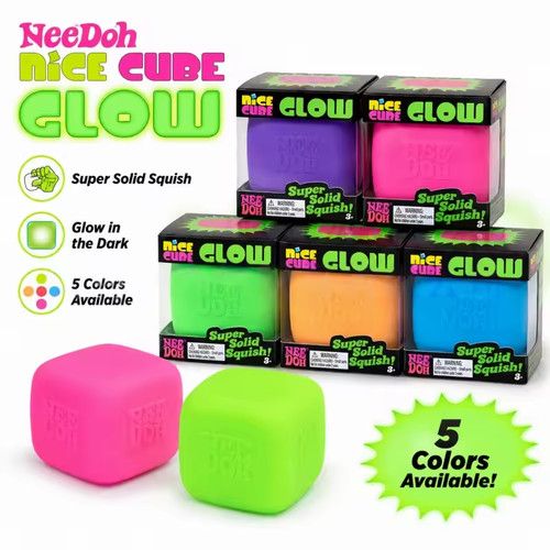 Schylling NeeDoh Nice Cube Glow Sensory Fidget Cube Stress Relief Squishy Cube