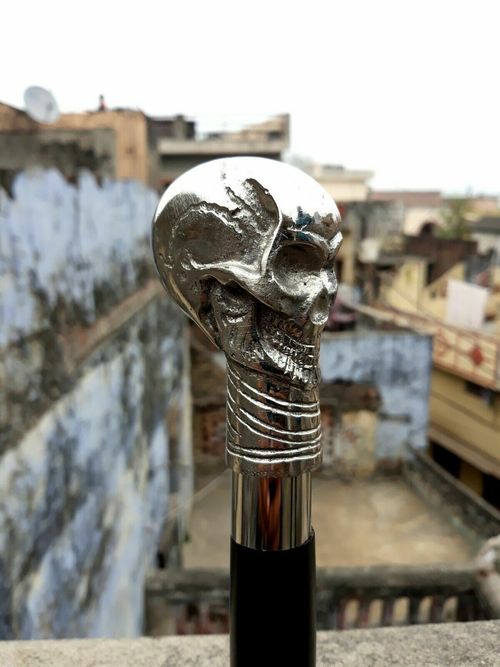 Solid Skull Designer Wooden Walking Stick/Cane Canes Vintage Style Gift — image 6