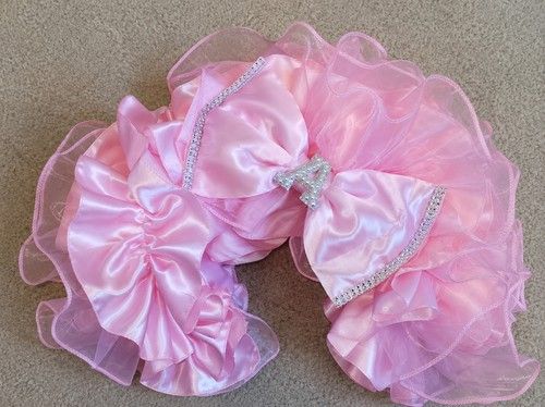 Pram/Pushchair initial bow Frilly Pink Hood Trim Universal-add initial in notes