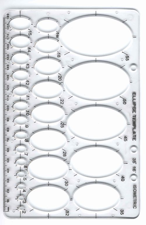 ELLIPSE ISOMETRIC OVAL GEOMETRY COLLEGE MATH STENCIL TEMPLATE SIZE 2mm - 50mm mb — image 2