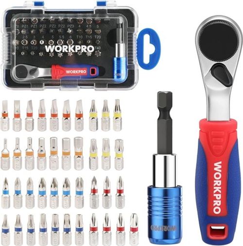 WORKPRO 1/4" Drive Mini Ratcheting Screwdriver&Screwdriver Bits Set 43-Piece