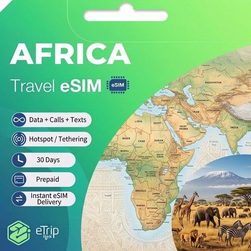 Africa Travel eSIM | Data+Calls+SMS | South Africa Egypt Morocco Nigeria + More