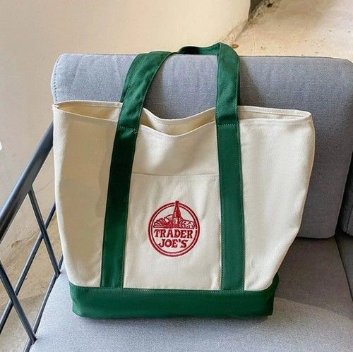 New Large 2026 Trader Joe’s Canvas Tote Shopping Bag Shoulder Bags 4 Colors