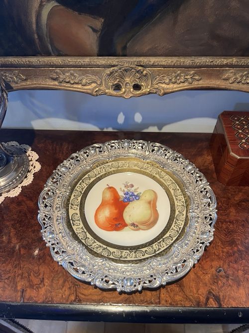 Limoges hand painted plate with sterling silver border — image 2