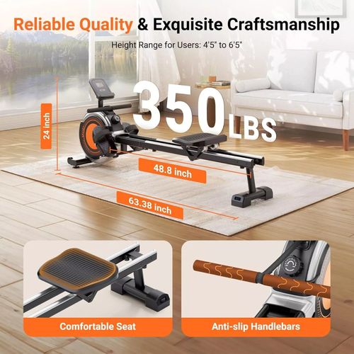 16 Levels Magnetic Rowing Machine Rower LCD for Home Gym Fitness Cardio Workout — image 7