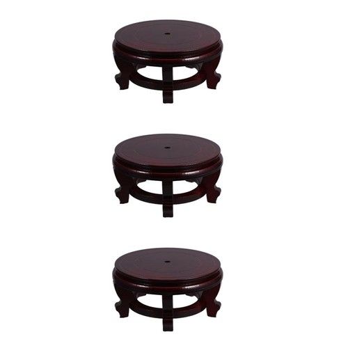 3Pcs Wooden Stool Plant Stand Set Rustic Light Brown Small Wood Display