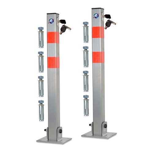 2x Folding Locking Parking Post Barrier Security Driveway Car Park Drive UK