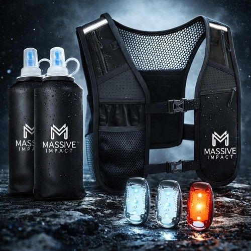 Hydration Running Vest For Men &Women Reflective ,adjustable Two Soft Flasks +3