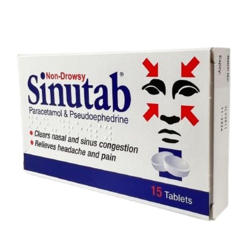 Sinutab Non-Drowsy Congestion Relief 500mg/30mg Tablets - 15 Tabs - — image 2