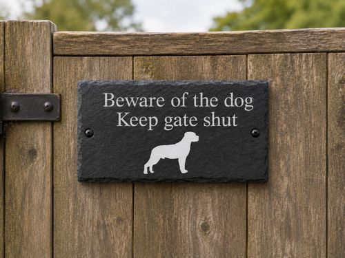 Beware of the dog Keep gate shut Slate Gate Wall House Plaque Sign ANY Dog Breed — image 3