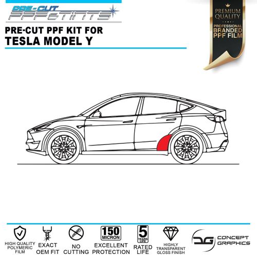 Rear Arch Stone Chip Guard PPF Paint Protection Film Kit For Tesla Model Y — image 3