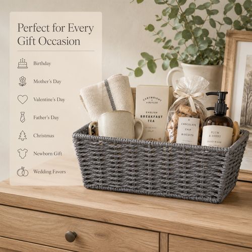 Wicker Gift Hamper Basket Kit with Shredded Paper, Make Your Own Gift Hamper — image 9