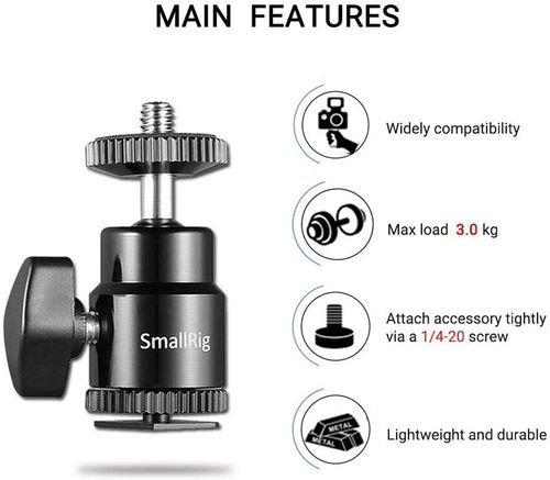 SmallRig Cold Shoe Adapter with Additional 1/4" Screw Camera Hot Shoe Mount 761 — image 4