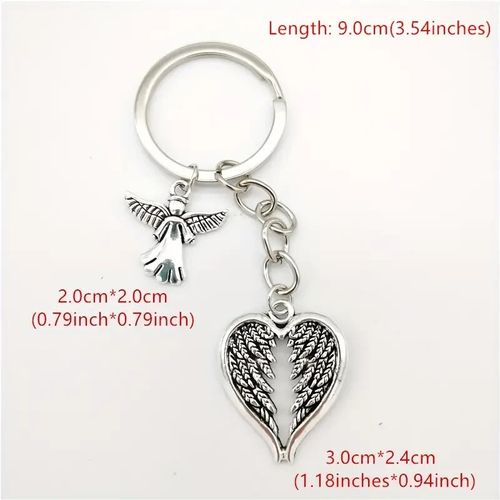 Guardian Angel Charm Feather Wings Charm Keyring Alloy Keychain Memorial Gift — image 5