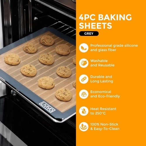 LIVIVO Silicone Baking Sheets Set of 4 Non Stick Reusable Oven Mats