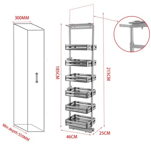 Pull Out Wire Basket 300mm 400mm Soft Close Kitchen Cabinet Larder Cupboard Unit — image 1