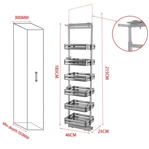 Pull Out Wire Basket 300mm 400mm Soft Close Kitchen Cabinet Larder Cupboard Unit