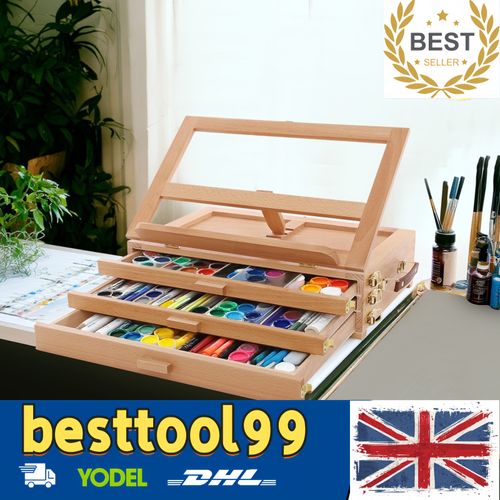 Large Tabletop Easel Adjustable Beech Wood Table Top Easel Portable Sketch Box — image 1