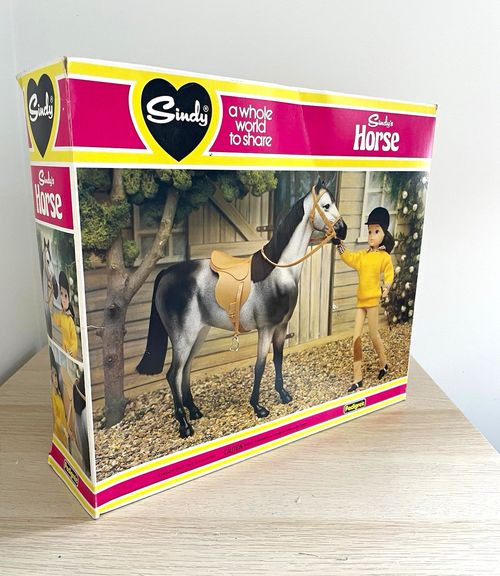 Vintage Pedigree Sindy Dapple Grey Horse Boxed Saddle Bridle Original 1980s — image 1