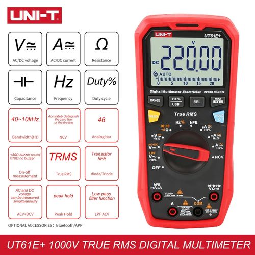 UNI-T TRUE RMS Digital Multimeter AC DC Amp Voltmeter LPF Cap Freq Tester UT61E+ — image 2