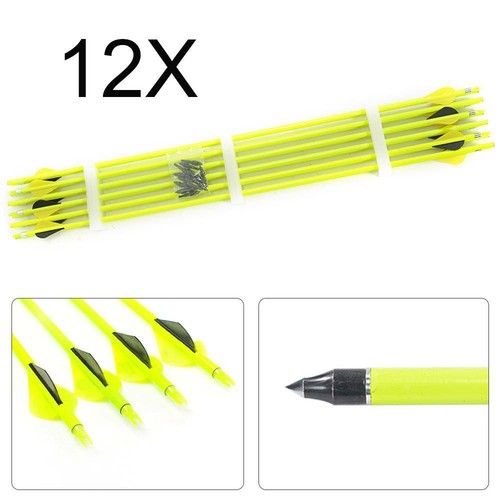 12Pcs Archery Arrows Mix Carbon Arrow 30" Steel Tip For Recurve & Compound Bow