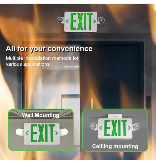 Green LED Exit Sign Emergency Light Adjustable Lamps Exit Combo UL listed 6 Pack — image 5