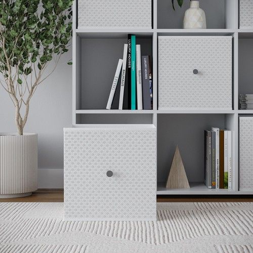 Foldable Woven Fabric Storage Cube Box Drawer Insert Organiser Basket w/ Handle