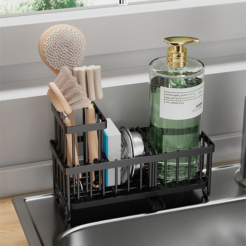 Stainless Steel Sink Caddy, Sponge Holder for Kitchen Sink with Brush Holder — image 8