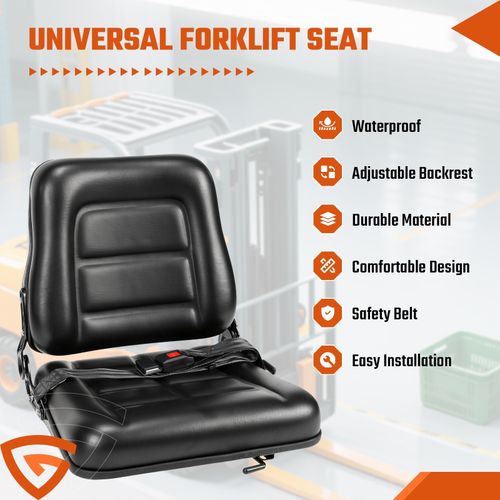 Universal Forklift Seat with Foldable Seatback Security Lock GEARZAAR Brand — image 5