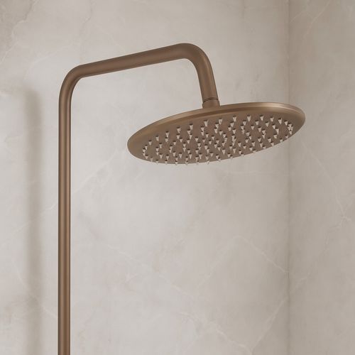 Brushed Bronze Thermostatic Shower Round Head with Adjustable Riser Rail Set — image 2