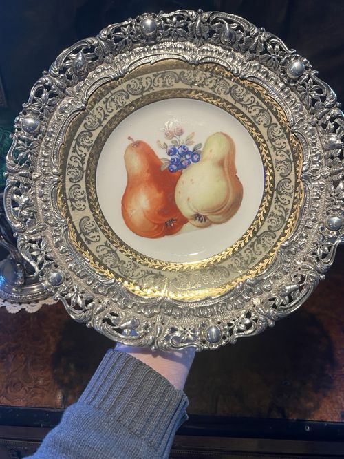 Limoges hand painted plate with sterling silver border — image 13